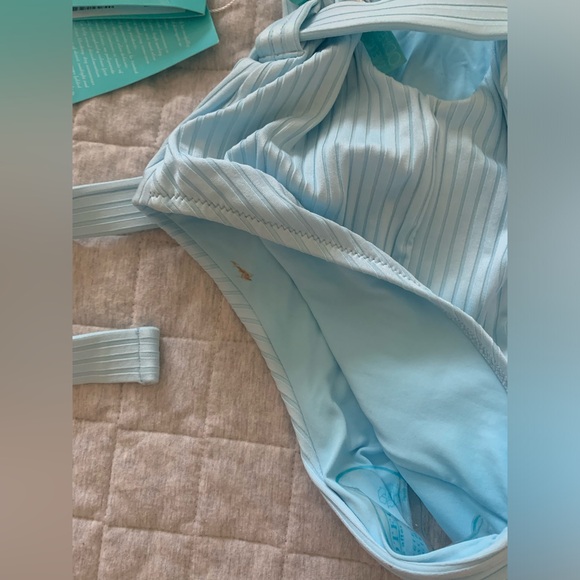 BNWT Melissa Odabash St. Tropez ribbed sky blue one piece bathing/swimsuit XS - Picture 14 of 15